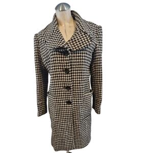 Jonathan Michael Size 10 Houndstooth Women's Coat Wool Blend